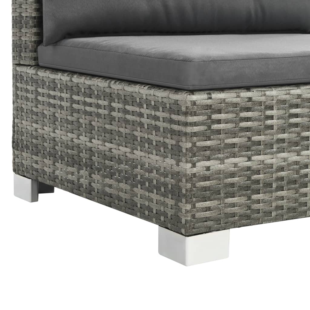 10 Piece Poly Rattan Gray Garden Set with Cushions W8235