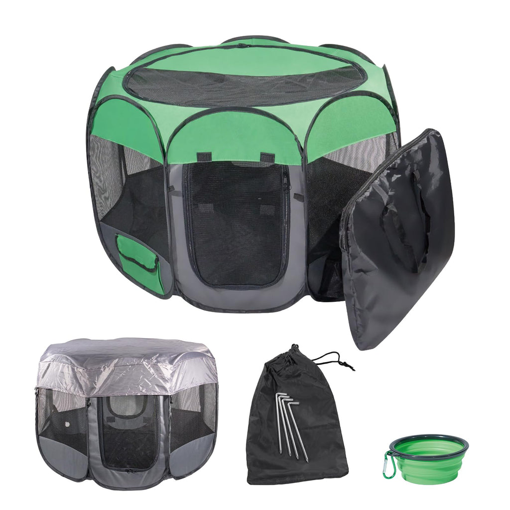 Medium Size Portable Foldable Pet Playpen with Zipper Top Cover Door Z5259