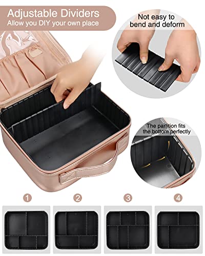 13.8 inches Large Black Cosmetic Case with Adjustable Dividers and Shoulder Strap I4805