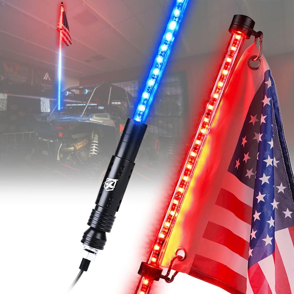 Multicolor LED Whip Lights with Flag Pole W47110