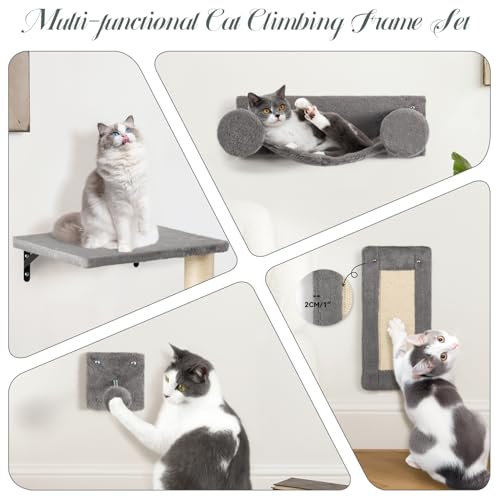 Wall Mounted Cat Furniture Set with House Steps Scratcher Hammock H5356