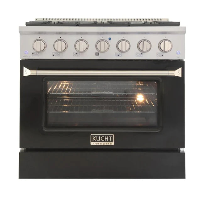 36 Pro-Style Natural Gas Dual Fuel Range with 4 Burners in Black E929199