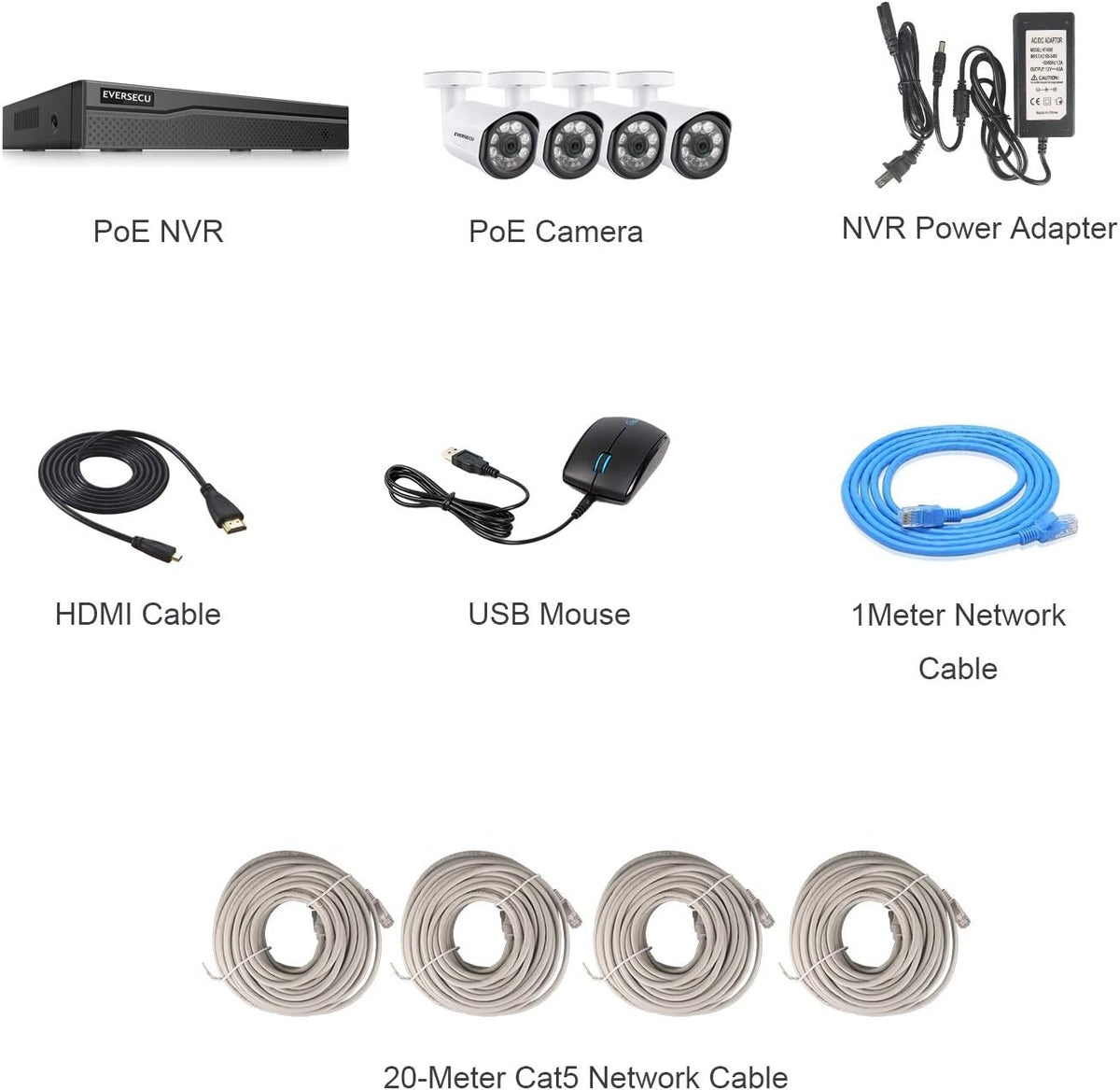 3MP HD POE NVR Security Camera System with 4 Weatherproof Bullet IP Cameras M9591