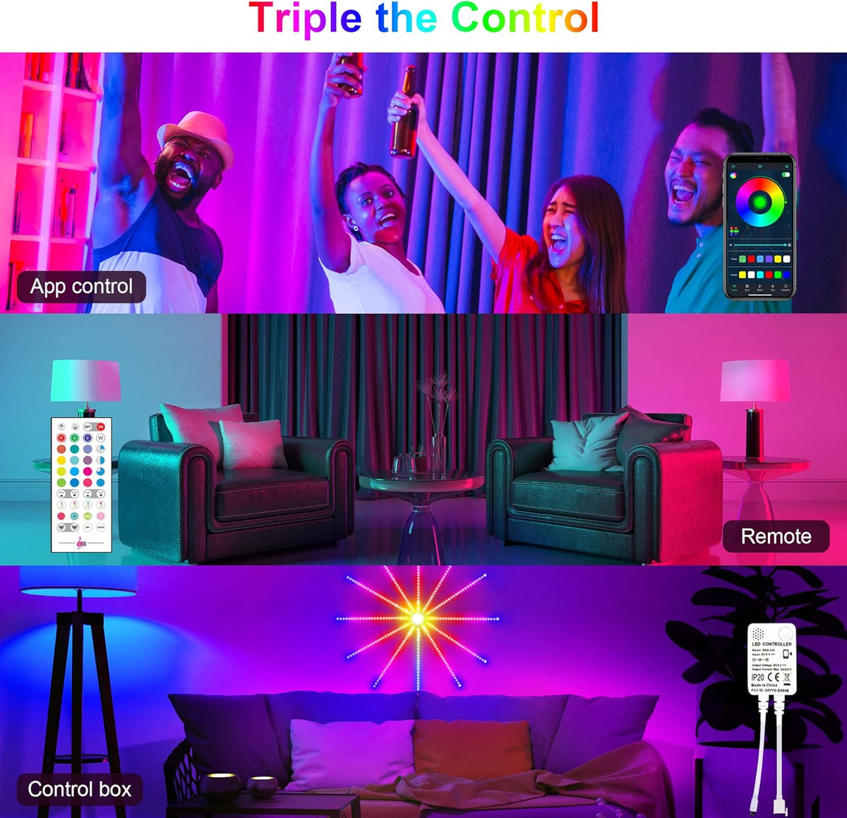 RGB Color Changing LED Strip Lights, Pack of 2 N77453