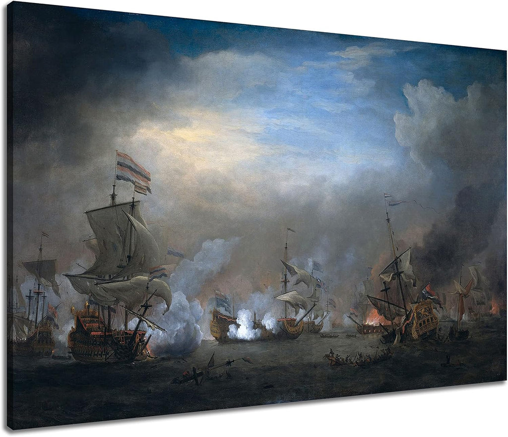 Naval Battle Prints Canvas Framed Wall Decor T715
