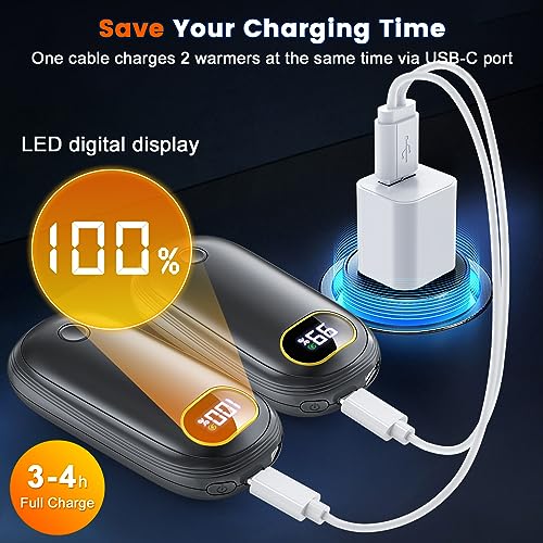 Rechargeable Electric Hand Warmers with Power Bank, LED Display, Dual-Side 4 Levels Fast Heating C392068