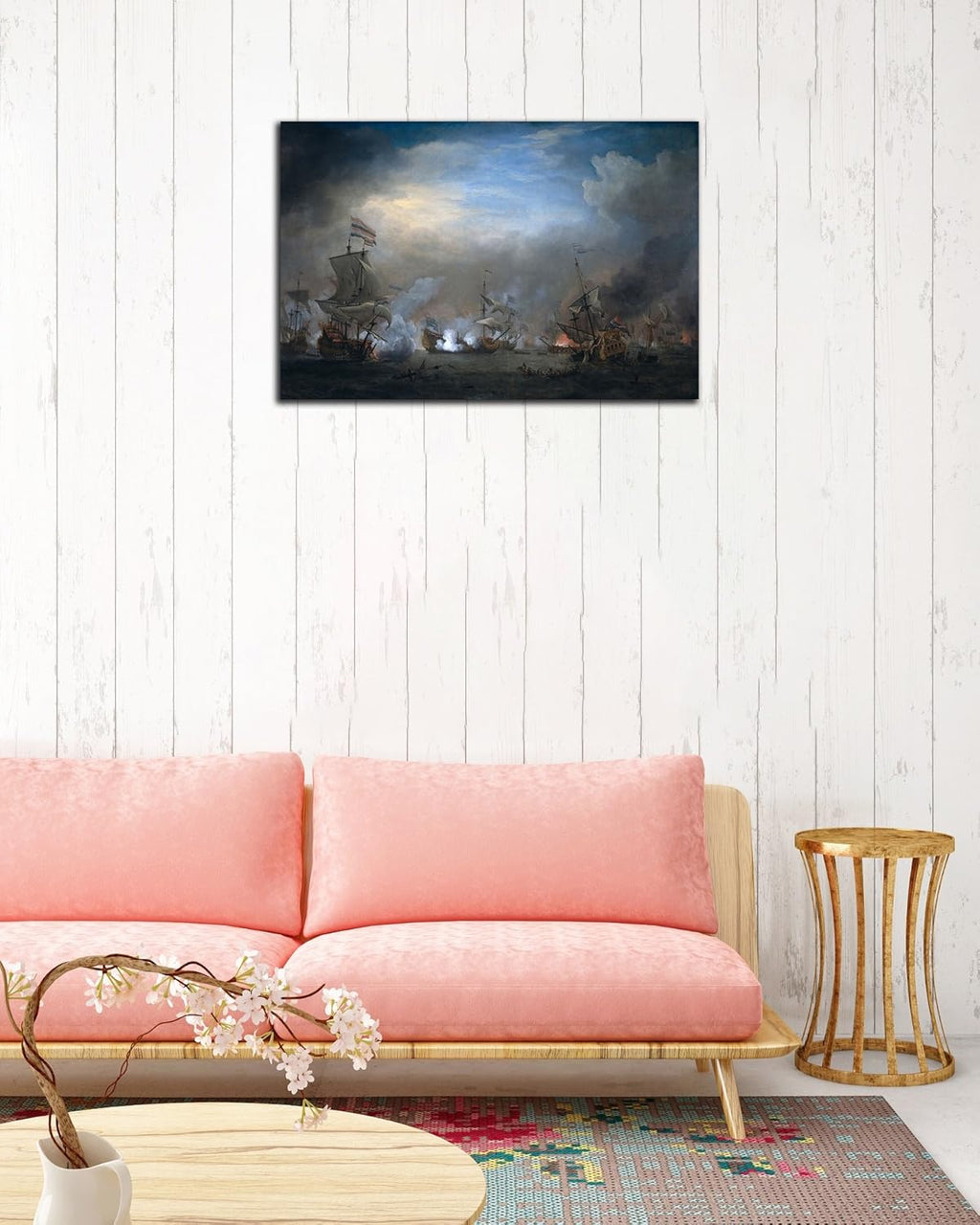 Naval Battle Prints Canvas Framed Wall Decor T715