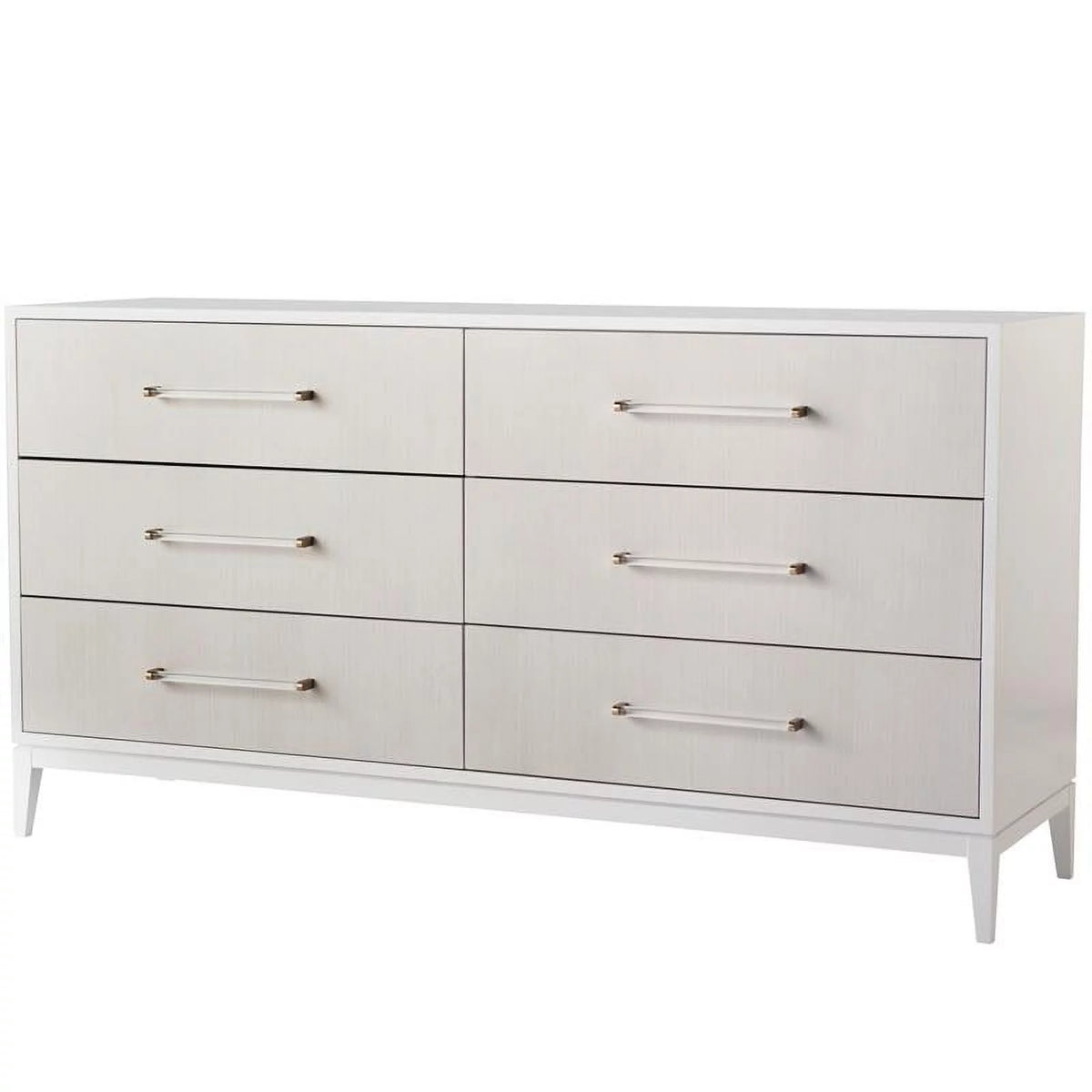 White Wood Dresser with Six Drawers W494