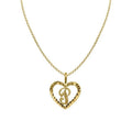 14K Yellow Gold Diamond-Cut Heart-Shaped Initial Letter P Pendant with Rolo Chain E60610