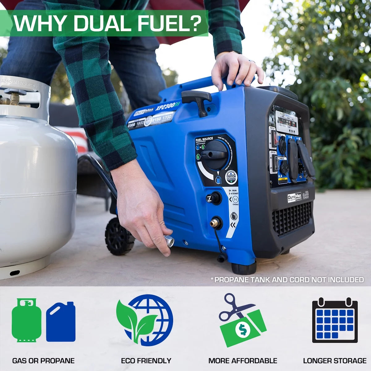 2,300 Watt Dual Fuel Inverter Generator with CO Alert M3478