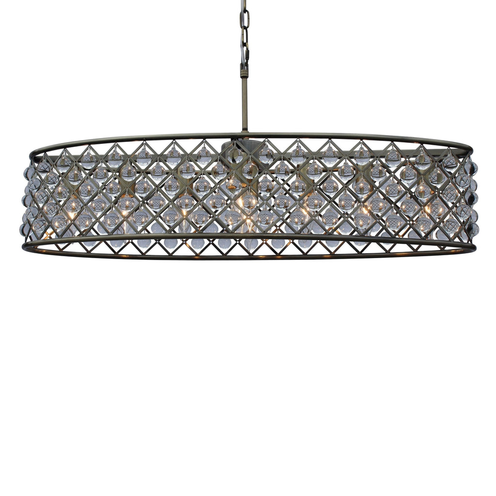 Antique Brass Crystal Oval Chandelier J154041