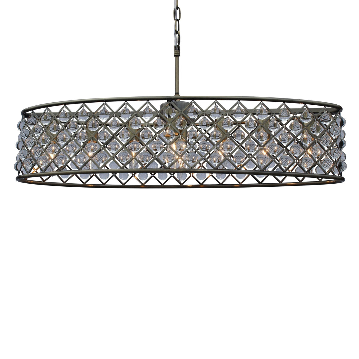 Antique Brass Crystal Oval Chandelier J154041
