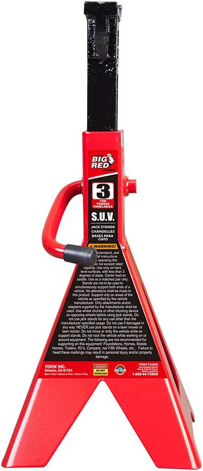 3 Ton Steel Jack Stands, Red, Pack of 2 M155022