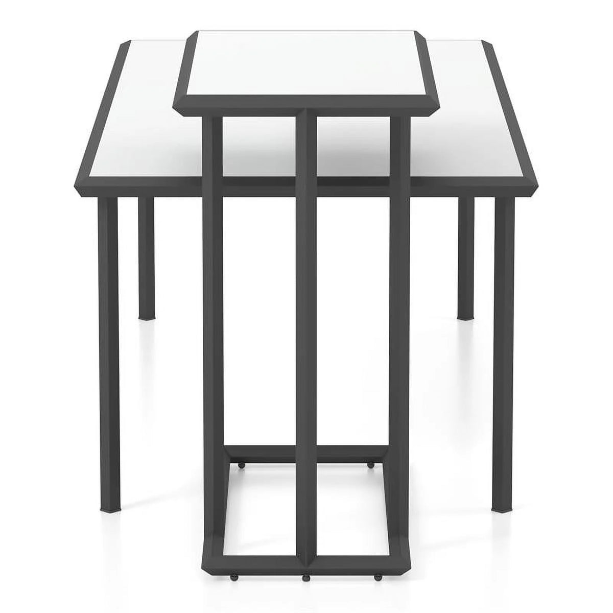 White 2-Piece Metal Coffee Table Set T1045