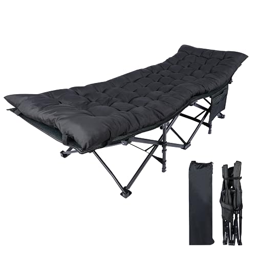 Folding Camping Cot with Table Black M7383