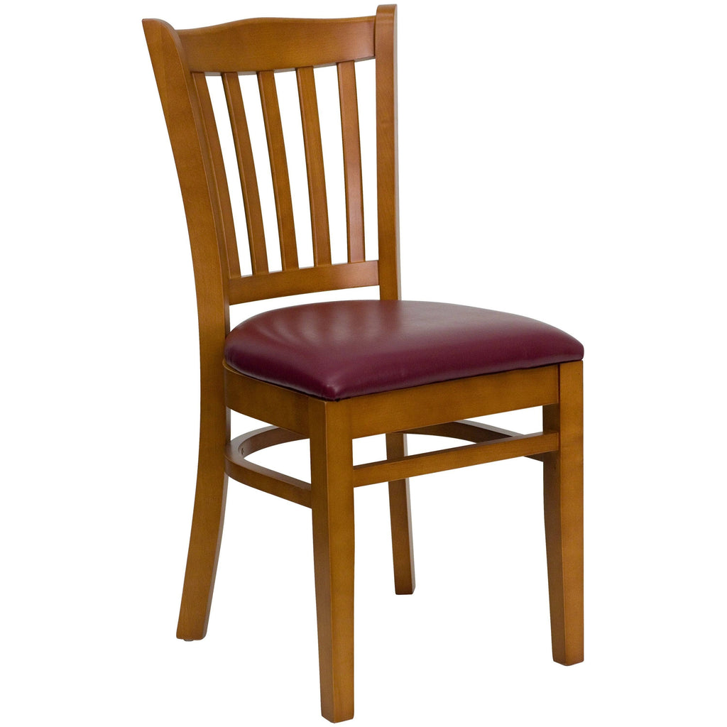 Black Vinyl Seat Cherry Wood Frame Restaurant Chair J686589