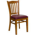 Black Vinyl Seat Cherry Wood Frame Restaurant Chair J686589