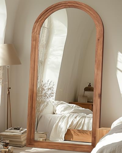 71"×32" Wooden Arched Full Length Mirror with Stand D956