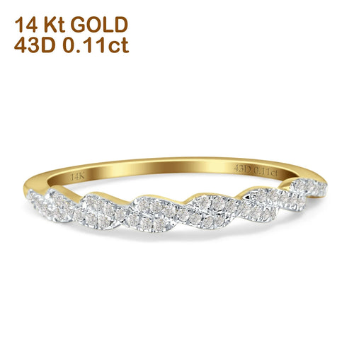 14K Yellow Gold Twisted Rope Diamond Wedding Band Y50366