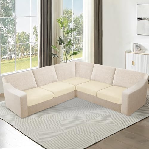 11 Pieces Stretch Jacquard L Shaped Sofa Slipcover Dark Gray F909656