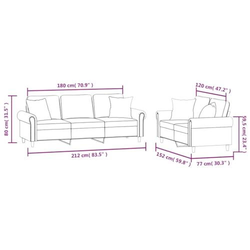 Light Gray Velvet 2 Piece Sofa Set S50590