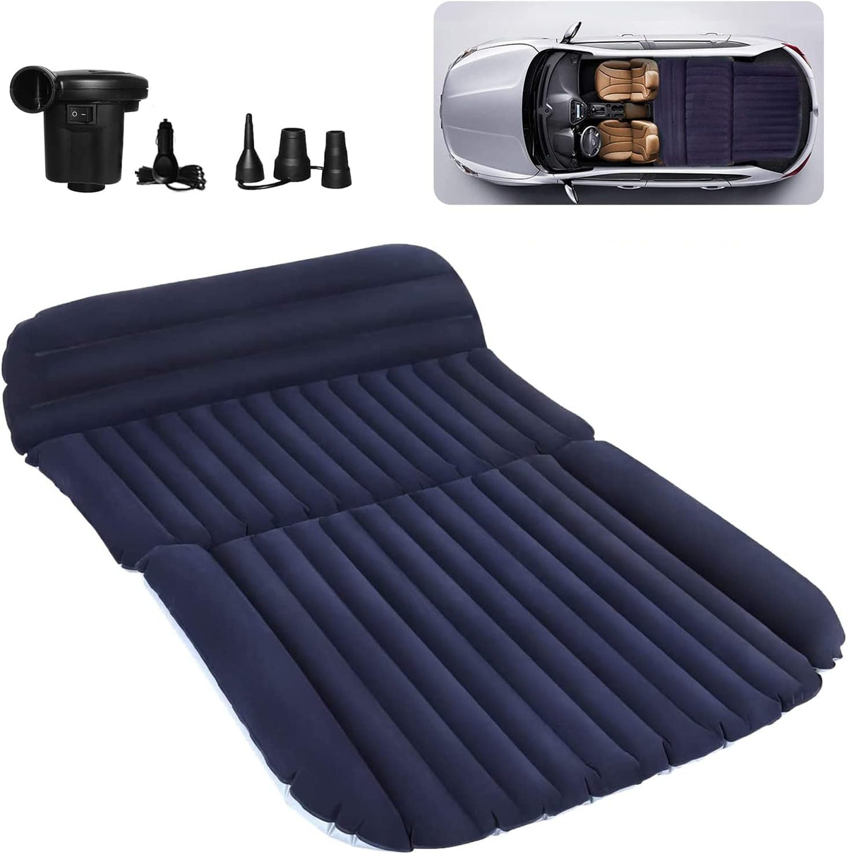 SUV Air Mattress Car Bed Inflatable with Air Pump Blue and Black X8201