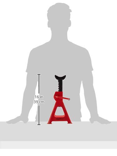 3 Ton Capacity Steel Auto Stands, 1 Pair, Black and Red C572252