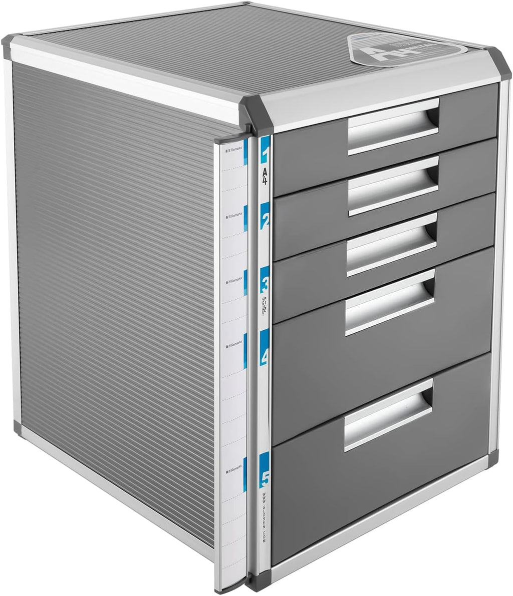 Grey 5 Layers Desktop Drawer Organizer with Lock E24926
