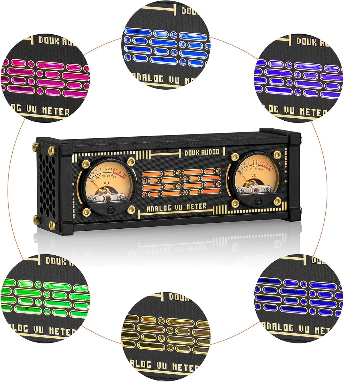 Dual Analog VU Meter RGB Sound Level Indicator N1614