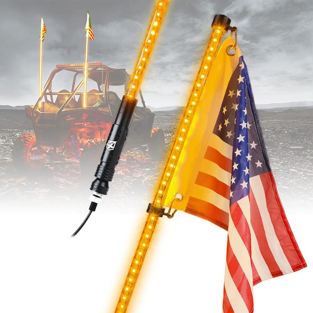 Multicolor LED Whip Lights with Flag Pole W47110