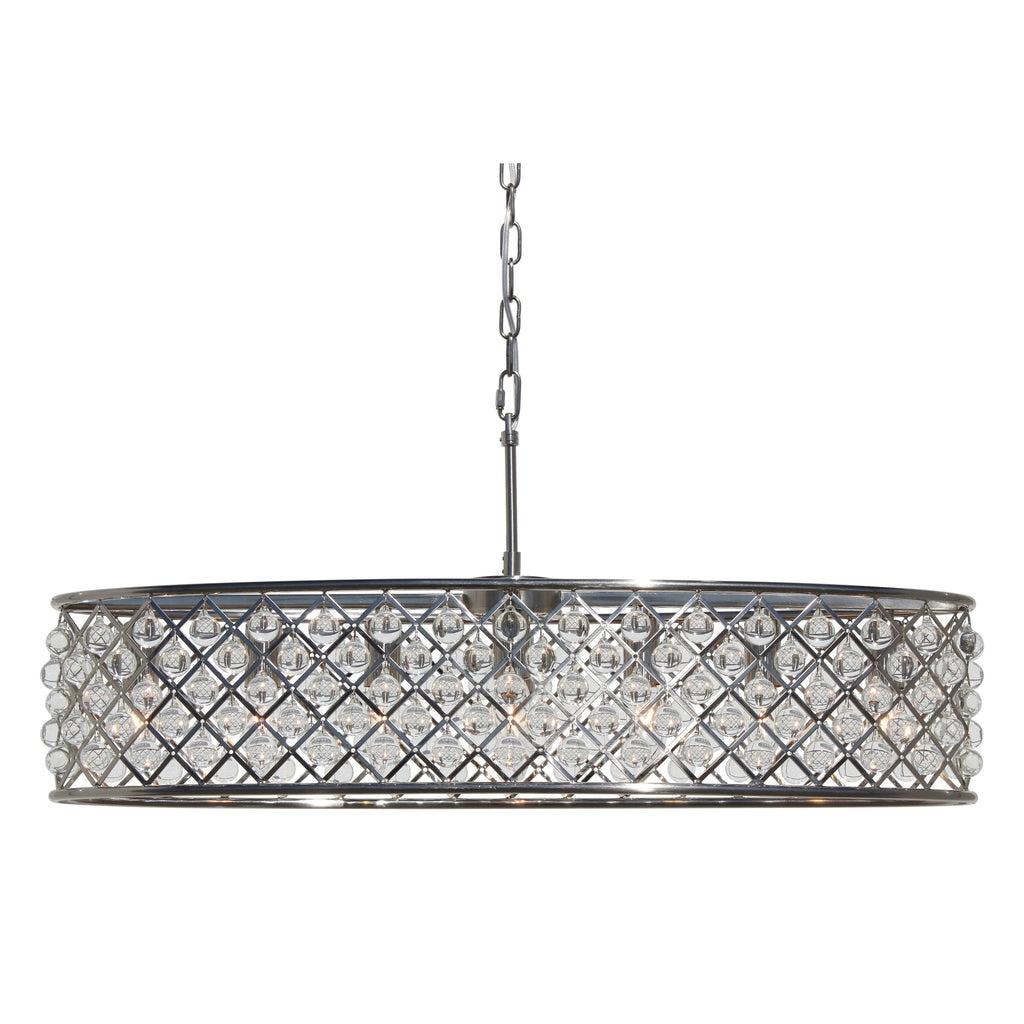 Antique Brass Crystal Oval Chandelier J154041