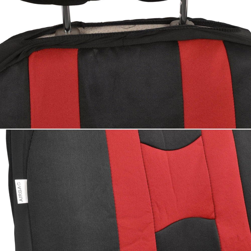 Black/Red Stripe Seat Covers Full Set Pack of 2 E678