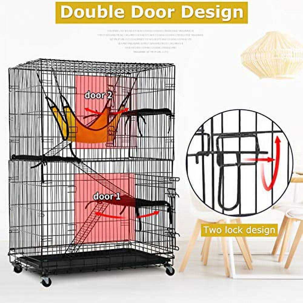 48 inches Cat Cage Crate Kennel Playpen with Hammock Bed Q9940