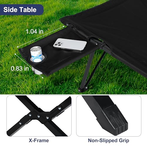 Folding Camping Cot with Table Black M7383