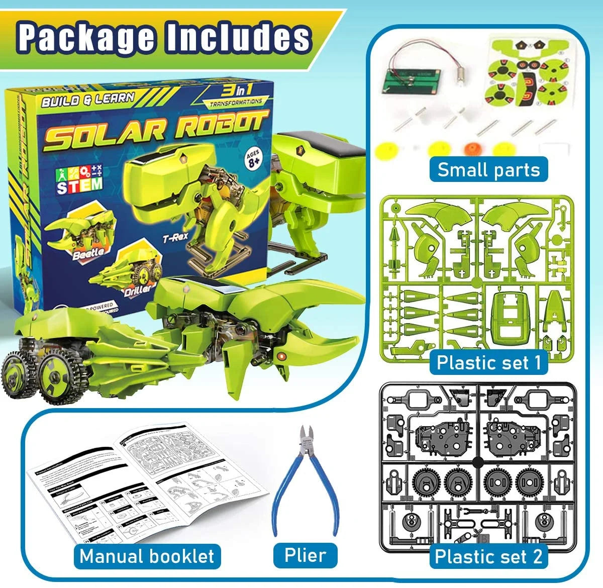 Solar Robot Kit 3-in-1 STEM Projects Robot Kit X23509