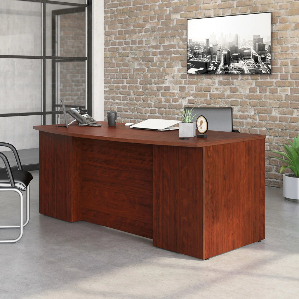 Cherry Bowfront Desk and 2-Drawer Mobile File Cabinet E8813
