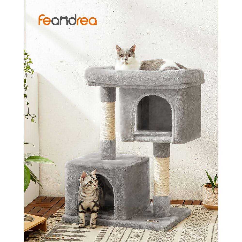Cat Tree with Sisal-Covered Scratching Posts and 2 Plush Condos T42035