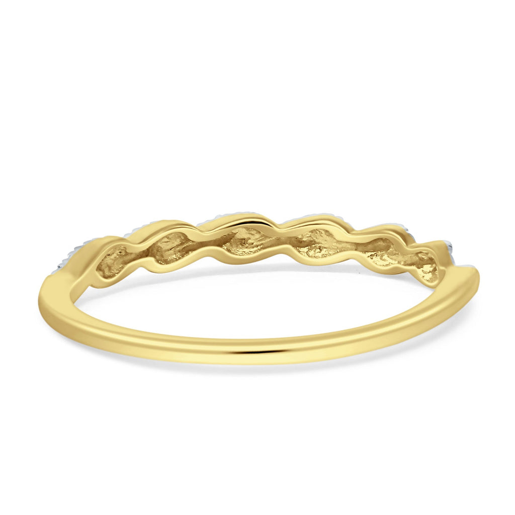 14K Yellow Gold Twisted Rope Diamond Wedding Band Y50366