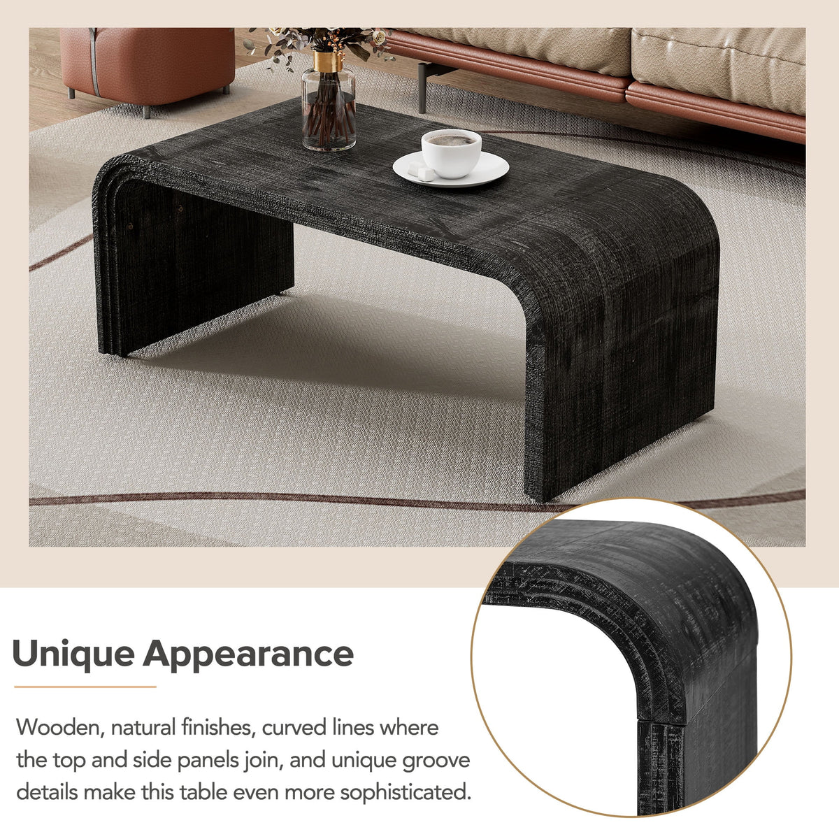 Antique Black Coffee Table Q173123