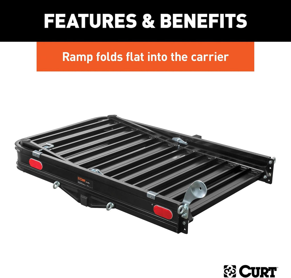 Black Aluminum Hitch Cargo Carrier with Ramp P47096