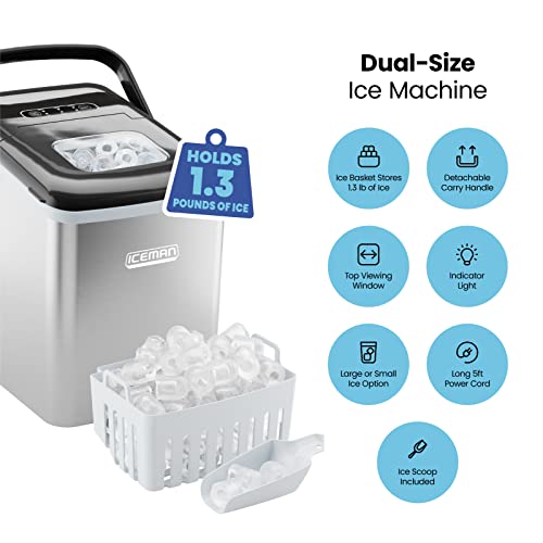 Dual-Size Portable Countertop Ice Maker with Self Cleaning, 9 Cubes in 7 Mins T856757