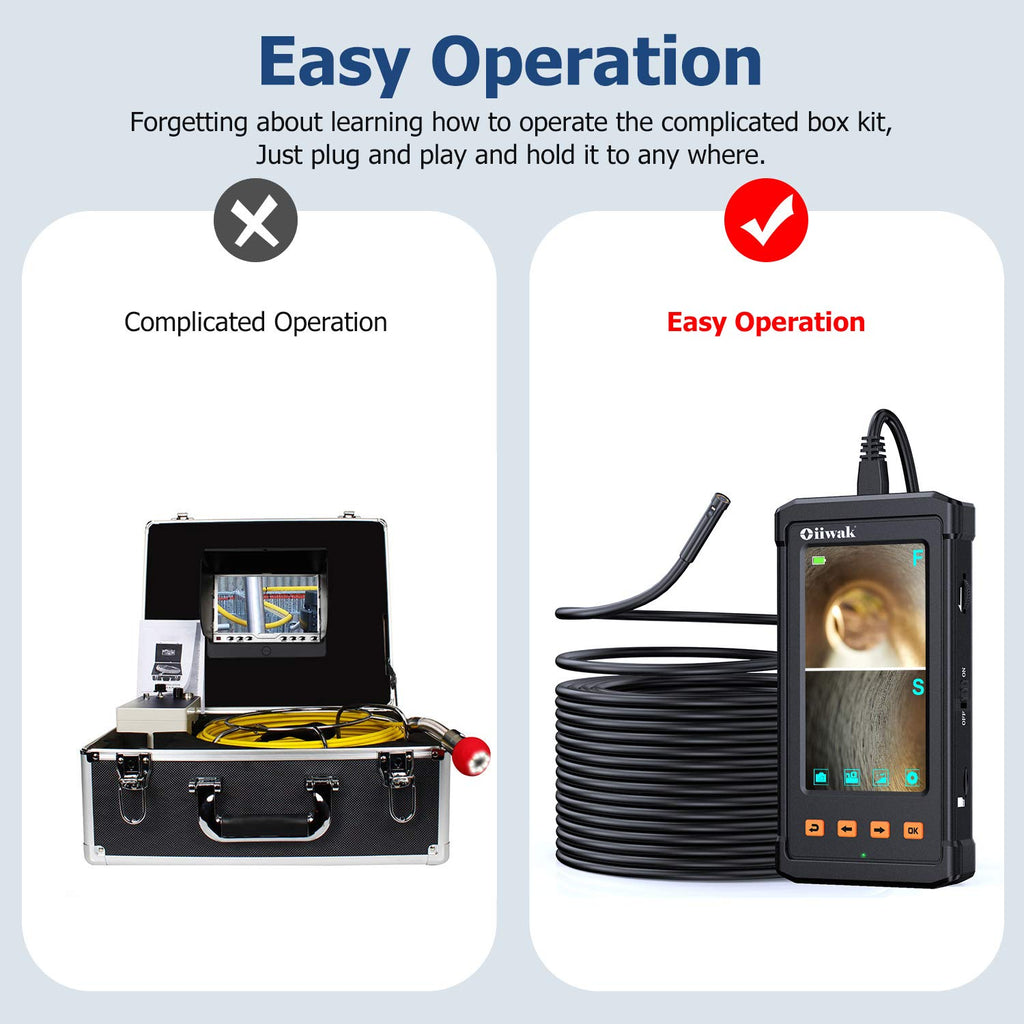 50FT Dual Lens Borescope Camera with 7 Light, IP68 Waterproof S817821