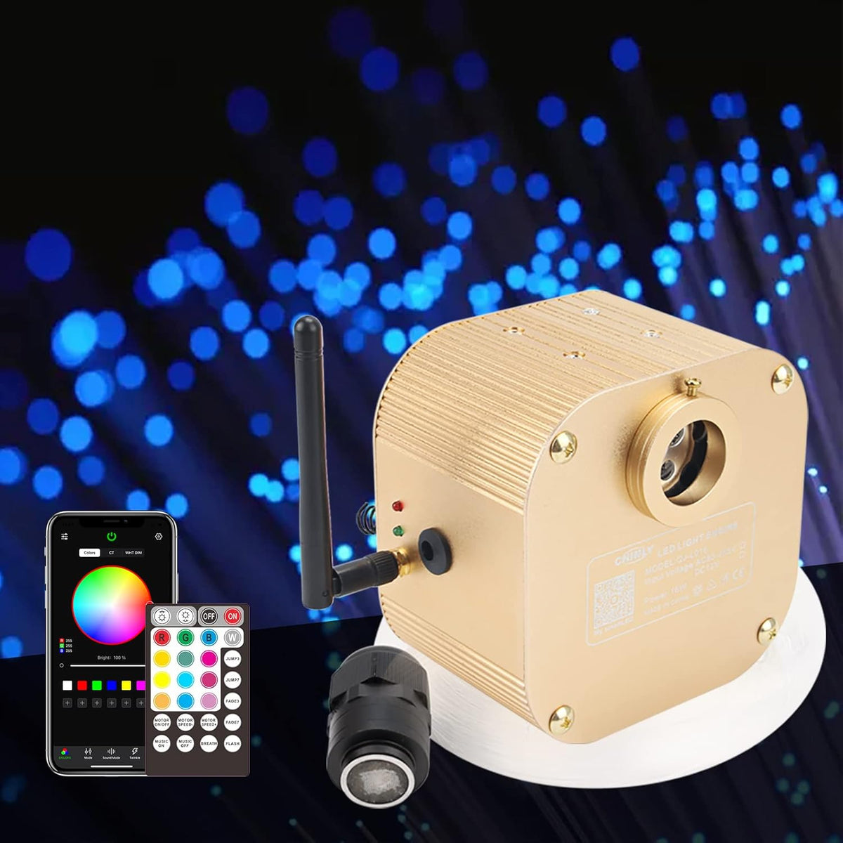 16W 450pcs 13.1ft RGBW Bluetooth LED Fiber Optic Star Ceiling Lights Kit D62386