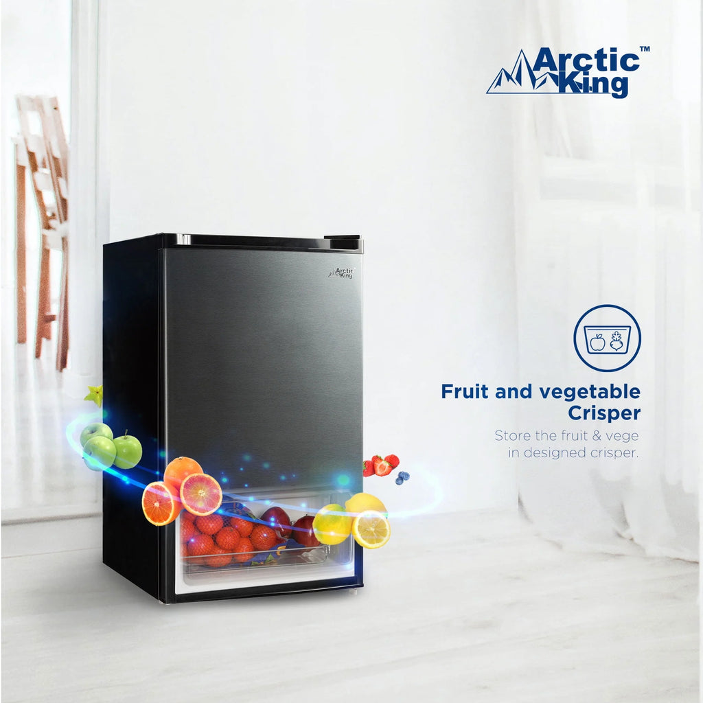 4.4 Cu ft One-Door Mini Fridge, Black Stainless Steel Look E4448