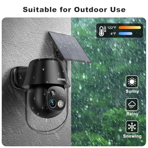 2K Pan/Tilt 360° View Solar/Battery Powered WiFi Security Cameras J42727