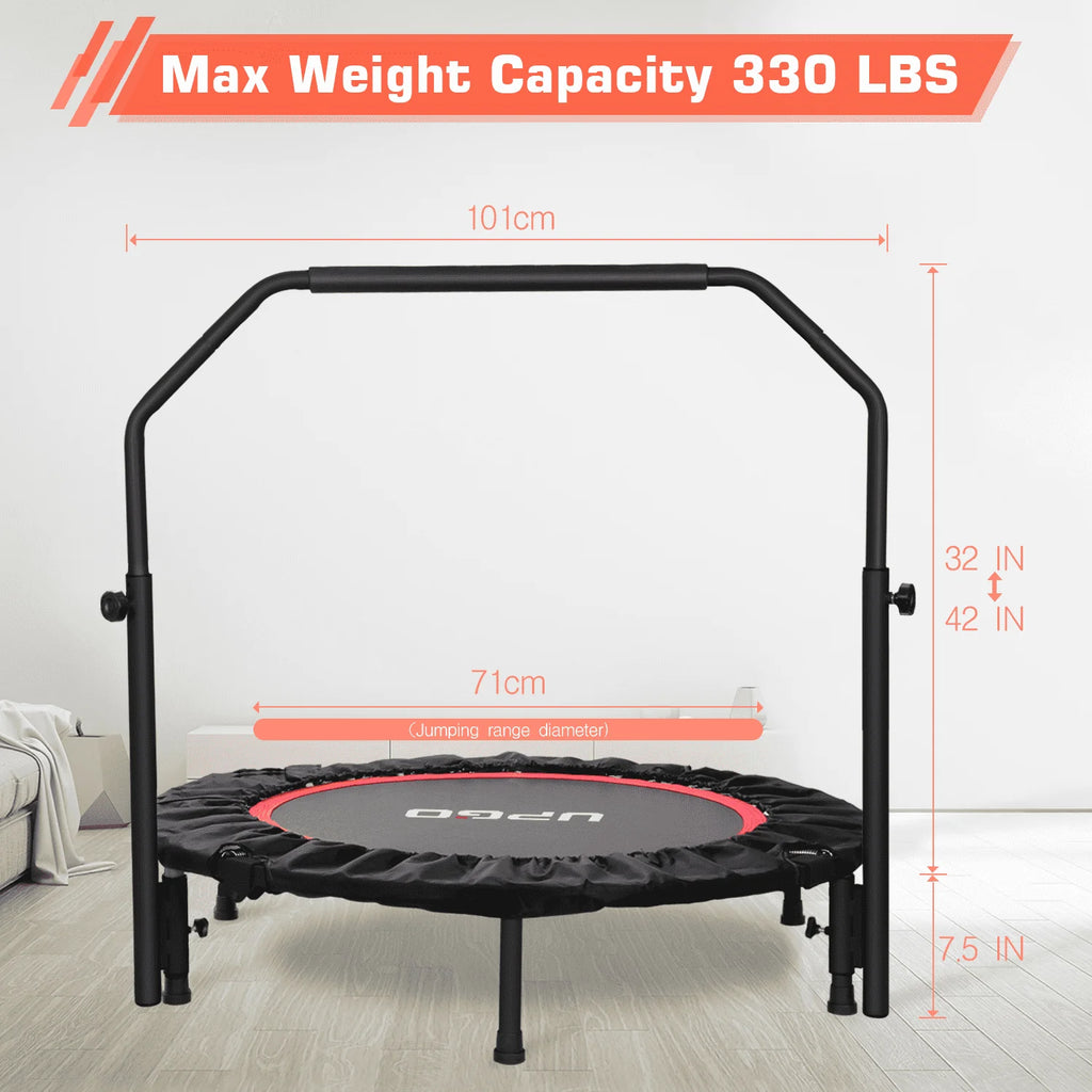 40 Foldable Fitness Trampoline with Adjustable Foam Handle L5620