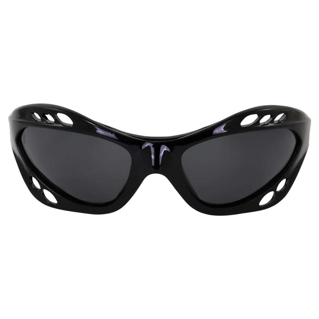 3 Pairs Padded Polarized Sunglasses with Strap Black Frame Smoke Red & Pink Mirror Lenses W293870