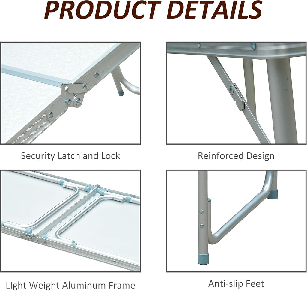 47 Aluminum Lightweight Portable Camping Table with Carry Handle T5662