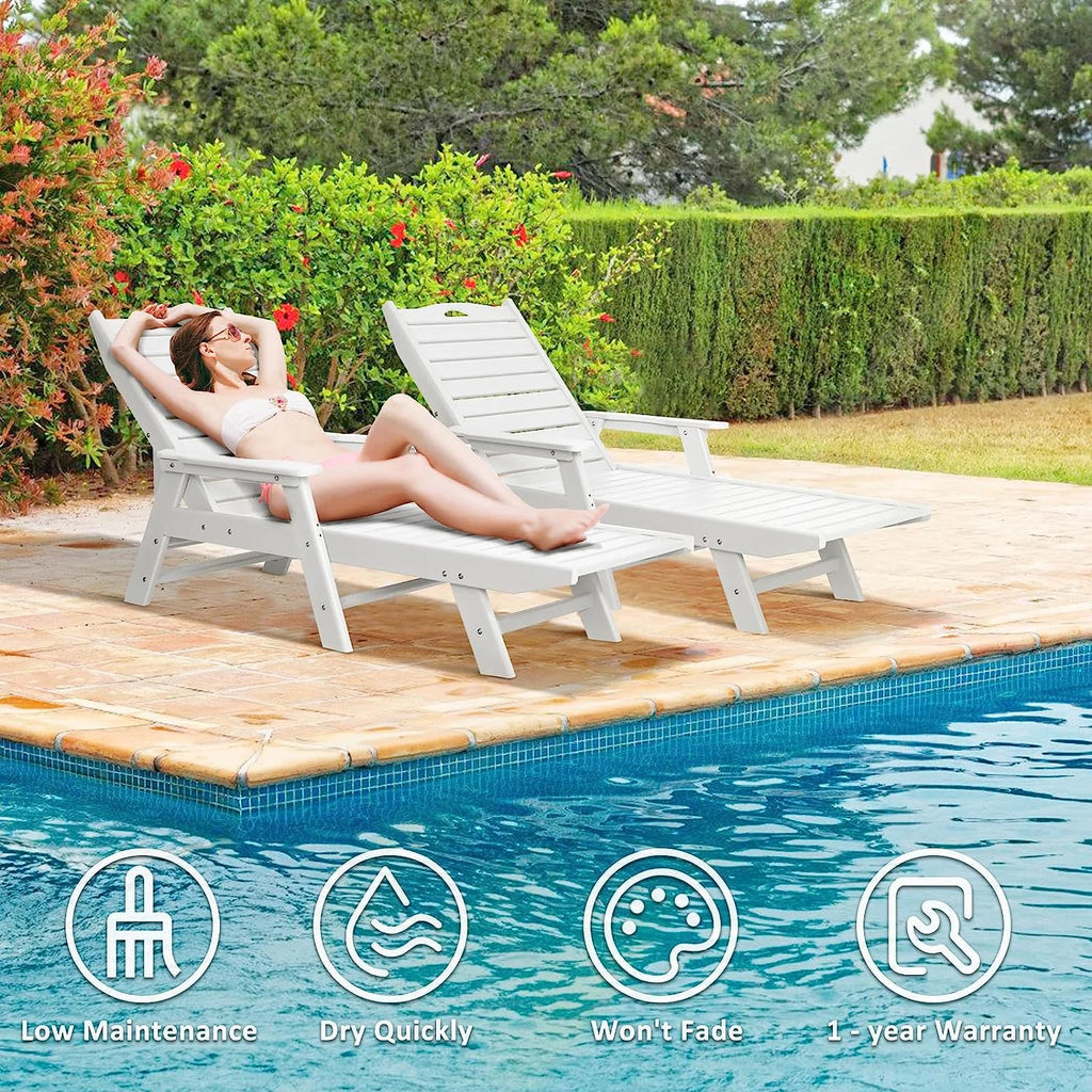 White 5-Position Adjustable HDPE Chaise Lounge H2041