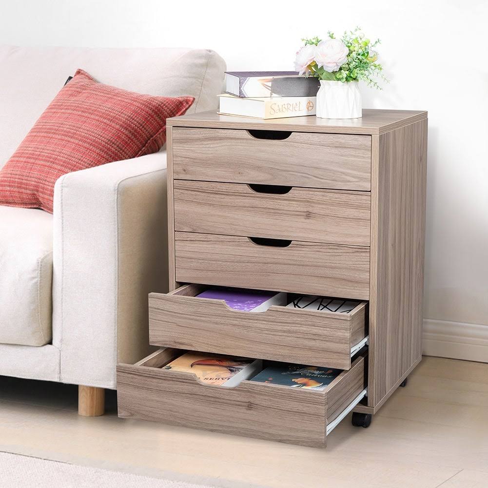 Dark Walnut MDF PVC Wooden File Cabinet H18312